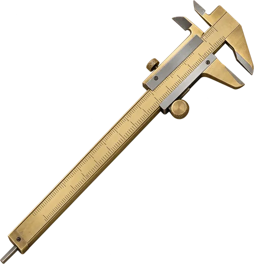 A brass vernier caliper with a steel slider, its jaws slightly open.