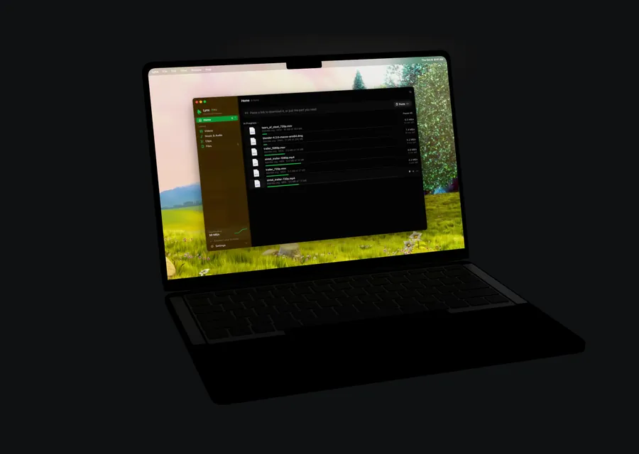 Lynx on a MacBook Pro, downloading six files at once.